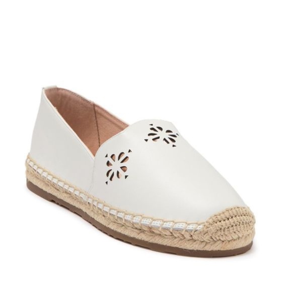 Kate Spade White Leather Gillian Espadrille Flats Slip On Shoes - Picture 1 of 12